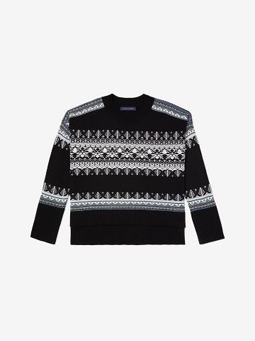 Női Tommy Hilfiger Essential Fair Isle Pulóverek Fekete | HU 347RVD